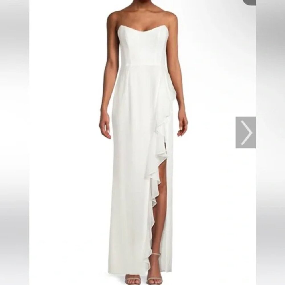 Katie May Baby Cakes Strapless Chiffon Corset Dress Ivory Sz S $345